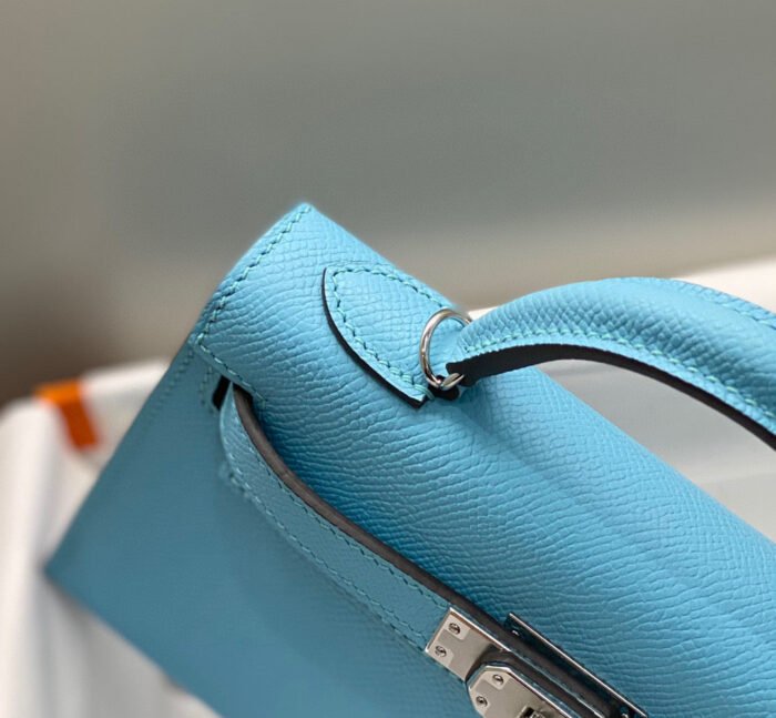 hm kelly mini 20 sky blue epsom silver hardware