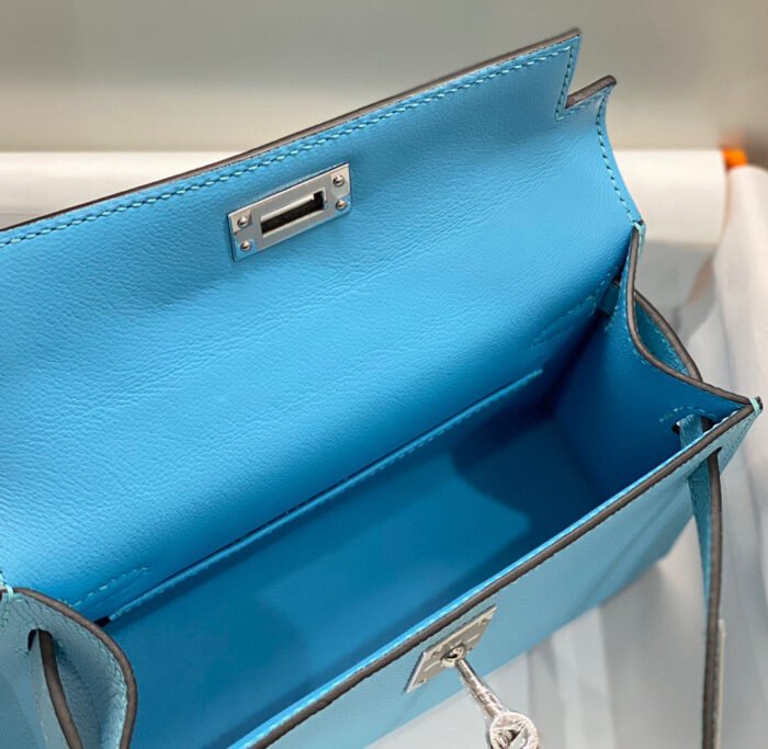 hm kelly mini 20 sky blue epsom silver hardware