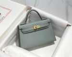 hm kelly mini 20 medium grey epsom gold hardware
