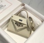 hm kelly mini 20 white epsom silver hardware