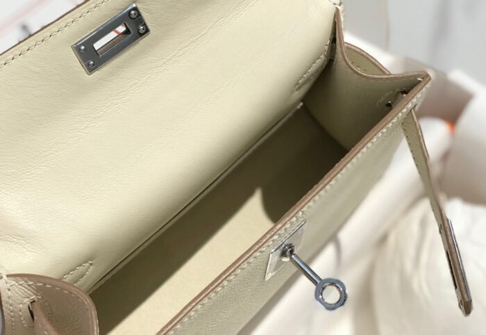 hm kelly mini 20 white epsom silver hardware