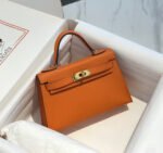 hm kelly mini 20 orange epsom gold hardware