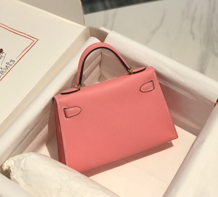 hm kelly mini 20 pink epsom gold hardware