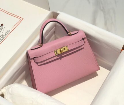 hm kelly mini 20 light pink epsom gold hardware