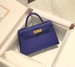 hm kelly mini 20 blue violet epsom gold hardware