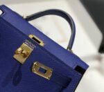 hm kelly mini 20 blue violet epsom gold hardware