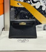 hm kelly mini 19 black togo lether gold hardware