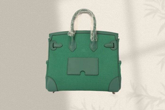 birkin cargo 25cm green canvas and leather silver hardware