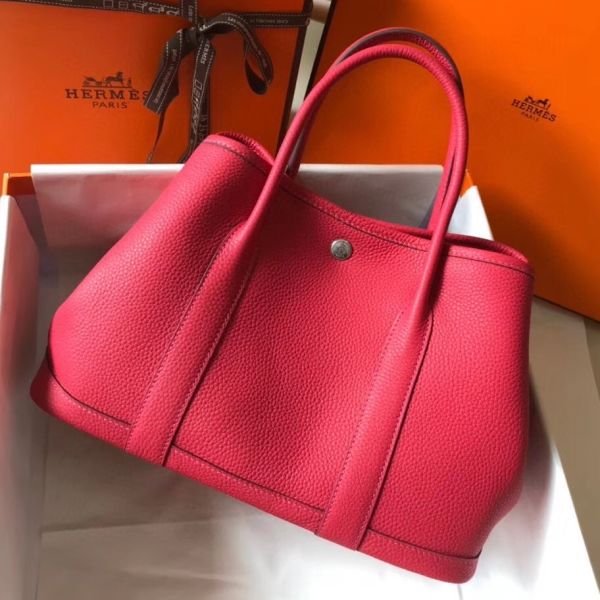 dgp30clrr_9a15030f-991f-4933-9ee8-e0f94e7913ce.jpg HERM Garden Party 30 Bag In Rose Red Taurillon Leather - 图片 1