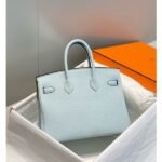 HERM Birkin 25cm Bag In Blue Brume Clemence Leather PHW - 图片 2