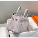 HERM Birkin 25cm Bag In Mauve Pale Clemence Leather PHW - 图片 3