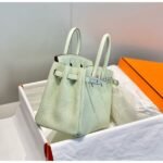 HERM Birkin 25cm Bag In Vert Fizz Clemence Leather PHW - 图片 3