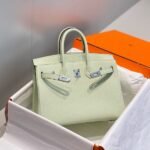 HERM Birkin 25cm Bag In Vert Fizz Clemence Leather PHW - 图片 4