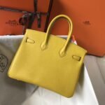 HERM Birkin 25cm Bag In Yellow Clemence Leather GHW - 图片 3