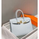 HERM Birkin 30cm Bag In Blue Brume Clemence Leather GHW - 图片 3