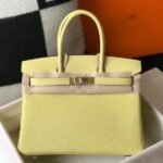 HERM Birkin 30cm Bag In Jaune Poussin Clemence Leather GHW