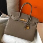 HERM Birkin 30cm Bag In Taupe Clemence Leather GHW