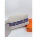 HERM Bride-a-Brac Large Case in Ecru Canvas with Blue Zigzag Motifs - 图片 8