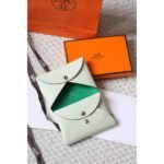 HERM Calvi Duo Verso Card Holder in Vert Fizz Mysore Goatskin - 图片 4