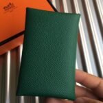 HERM Calvi Card Holder In Green Epsom Leather