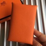 HERM Calvi Card Holder In Orange Epsom Leather