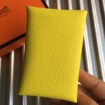 HERM Calvi Card Holder In Yellow Epsom Leather