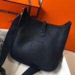 HERM Evelyne III 29 PM Bag In Dark Blue Clemence Leather