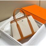 HERM Garden Party 30cm Bag in Toile and Gold Leather - 图片 2