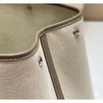 HERM Garden Party 36cm Bag in Toile and Taupe Leather - 图片 6