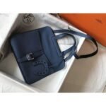 HERM Halzan 31cm Bag In Blue Agate Clemence Leather - 图片 8