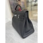 herm kelly 42 maxi handmade bag in black clemence leather