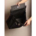 herm kelly 42 maxi handmade bag in black clemence leather