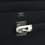 herm kelly 42 maxi handmade bag in black clemence leather