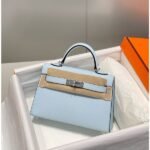 HERM Kelly Mini II Bag In Blue Brume Epsom Leather PHW - 图片 2