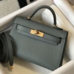 HERM Kelly Mini II Bag In Vert Amande Epsom Leather GHW