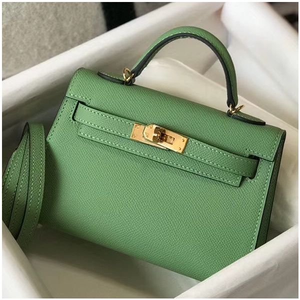 hk19epvc_ef822351-99a6-4380-ad26-f809b1e513cd.jpg HERM Kelly Mini II Bag In Vert Criquet Epsom Leather GHW - 图片 1