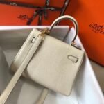 HERM Kelly 20cm Bag In Craie Clemence Leather GHW - 图片 2