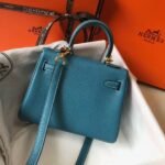 HERM Kelly 20cm Bag In Blue Jean Clemence Leather GHW - 图片 2