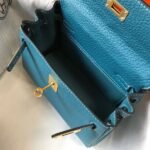 HERM Kelly 20cm Bag In Blue Jean Clemence Leather GHW - 图片 8