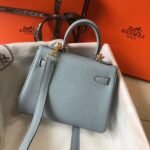 HERM Kelly 20cm Bag In Blue Lin Clemence Leather GHW - 图片 2
