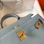 HERM Kelly 20cm Bag In Blue Lin Clemence Leather GHW - 图片 5