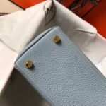 HERM Kelly 20cm Bag In Blue Lin Clemence Leather GHW - 图片 6
