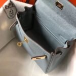 HERM Kelly 20cm Bag In Blue Lin Clemence Leather GHW - 图片 8