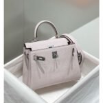 HERM Kelly 20cm Bag In Mauve Pale Clemence Leather PHW - 图片 4