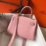 HERM Kelly 20cm Bag In Pink Clemence Leather GHW - 图片 2
