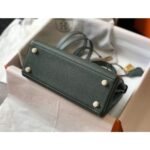 herm kelly 25cm retourne bag in vert amande clemence leather