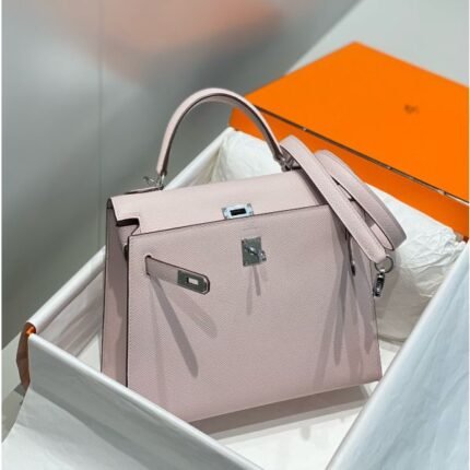 herm kelly 25cm sellier bag in mauve pale epsom leather