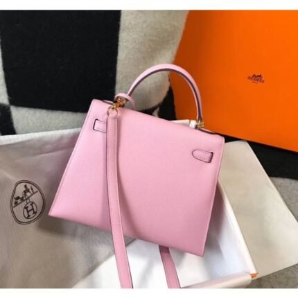 herm kelly 25cm sellier bag in mauve sylvestre epsom leather