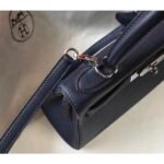 herm kelly 28cm bag in dark blue clemence leather phw