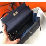 herm kelly 28cm bag in dark blue clemence leather phw